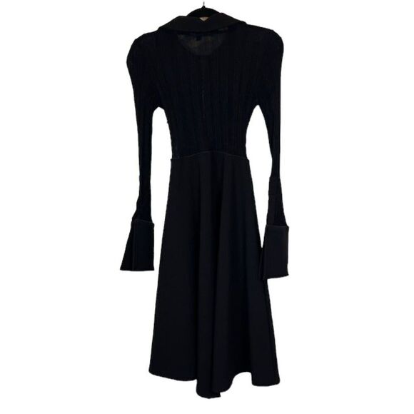 Ellery Calabasas Zip Front Snake Panel Black Dress Full Skirt Size 2 - Picture 5 of 16